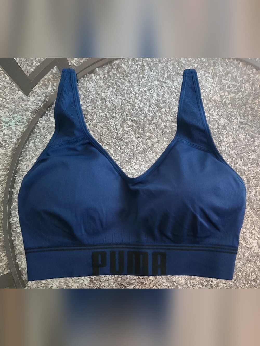 Puma Navy Blue Seamless Light-Support Sports Bra - Size M